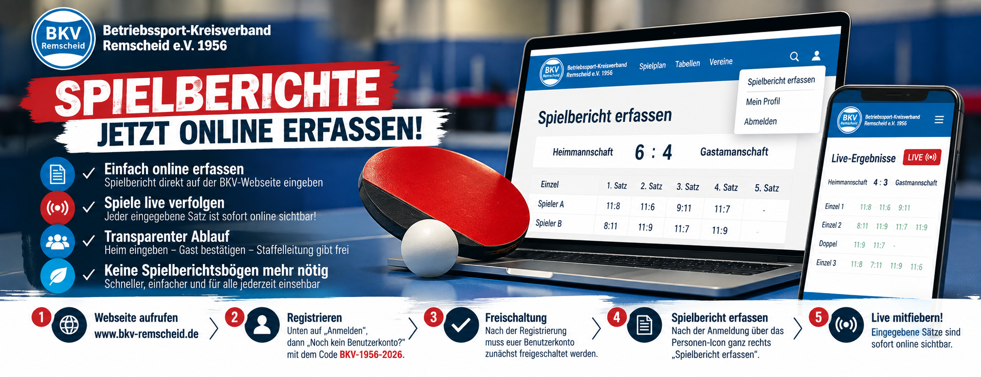 Spielberichte jetzt ganz einfach online erfassen – inklusive Live-Ergebnisse!